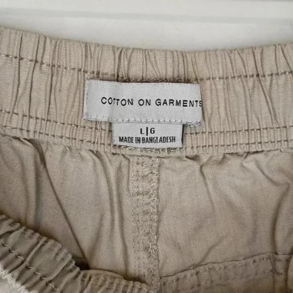 Mens 100% Cotton On Garments L Elastic Waistband Drawstring Beige PullOn Shorts - Picture 8 of 14